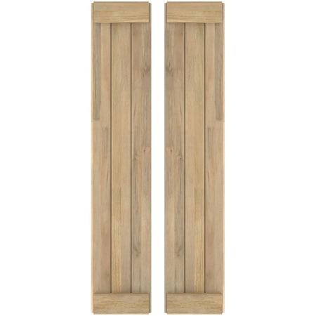 Americraft 3-Board Exterior Wood Joined Board-n-Batten Shutters W/ End Batten, ARW103BB311X73UNH